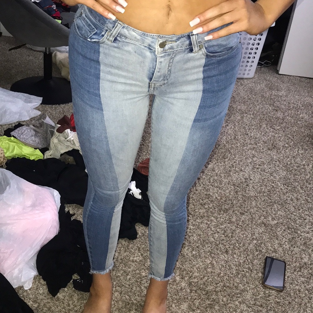 Denim two tone jeans